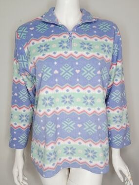 Jennifer Moore Lavender Half-Zip Fleece Pullover with Mint & Pink Accents